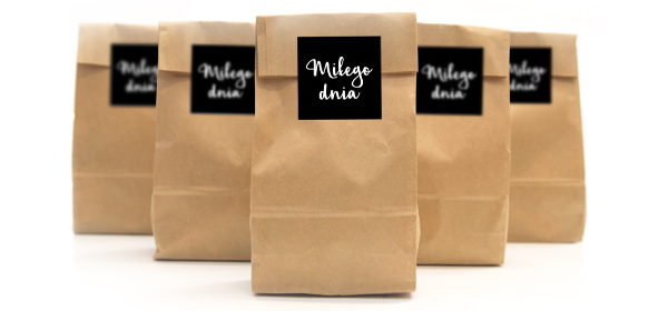 Torebki papierowe kraft miłego dnia czarne, 5 szt